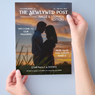 Newspaper Wedding Program Photo Modern Fun Facts Flyer