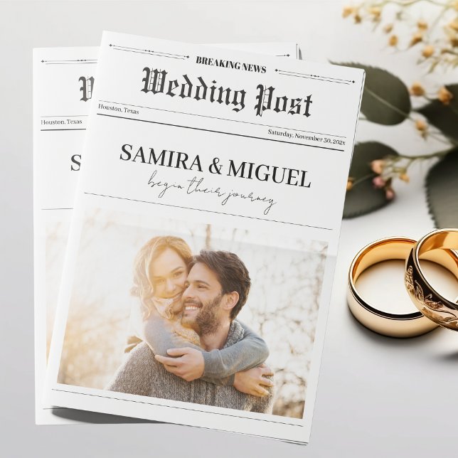 Newspaper Wedding Program Time Line Photo Trivia Card (Newspaper Wedding Program Time Line Photo Trivia)