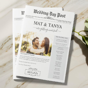 Newspaper Wedding Program Time Line Trivia Script Card