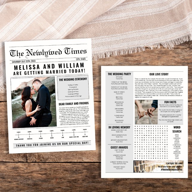 Newspaper Wedding Program Timeline Info Itinerary Flyer (Newspaper Wedding Program Timeline Info Itinerary Flyer)