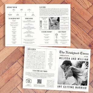 Newspaper Wedding Program Timeline Infographic  Card