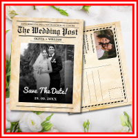 Newspaper Wedding Rustic Elegant Save The Date