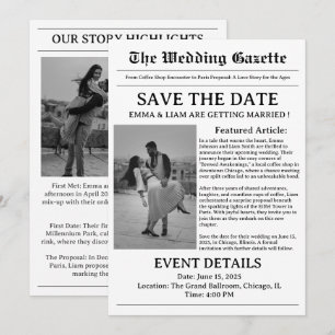 Newspaper Wedding Save The Date
