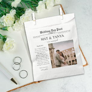 Newspaper Wedding Thank You Classic Elegant Favour Bags