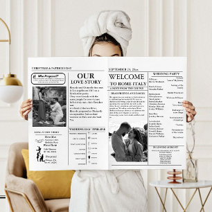 Newspaper Wedding Timeline & Program Infographic Card