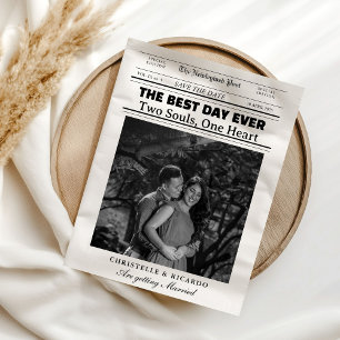 Newspaper Wedding Timeline & Program Infographic Invitation