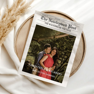 Newspaper Wedding Timeline & Program Infographic Invitation