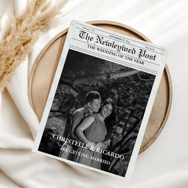 Newspaper Wedding Timeline & Program Infographic Invitation (Creator Uploaded)