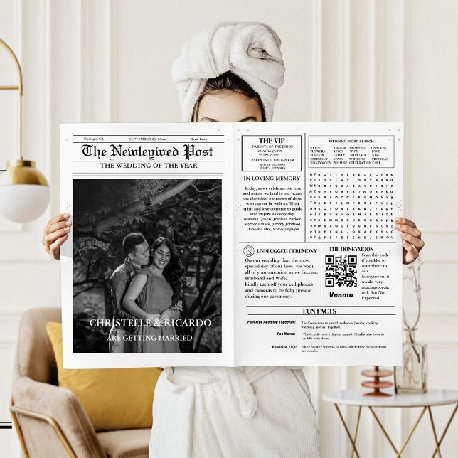 Newspaper Wedding Timeline & Program Infographic Invitation (Creator Uploaded)