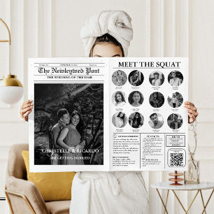 Newspaper Wedding Timeline & Program Infographic Invitation