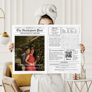Newspaper Wedding Timeline & Program Infographic Invitation
