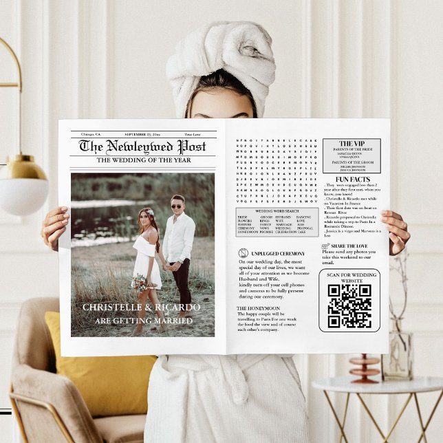 Newspaper Wedding Timeline & Program Infographic Invitation (Creator Uploaded)