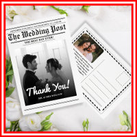 Newspaper Wedding Unique Modern Elegant Thank You