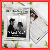 Newspaper Wedding Unique Vintage Elegant Thank You