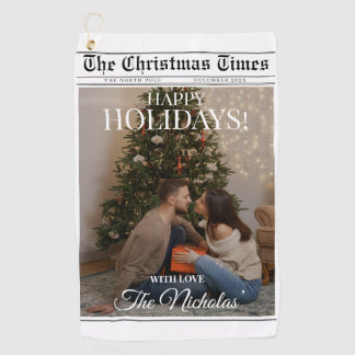 Newspaper What A Year Black White Photo Christmas Golf Towel
