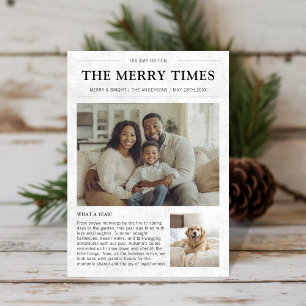 Newspaper What a Year Family Dog Photo Christmas Holiday Card