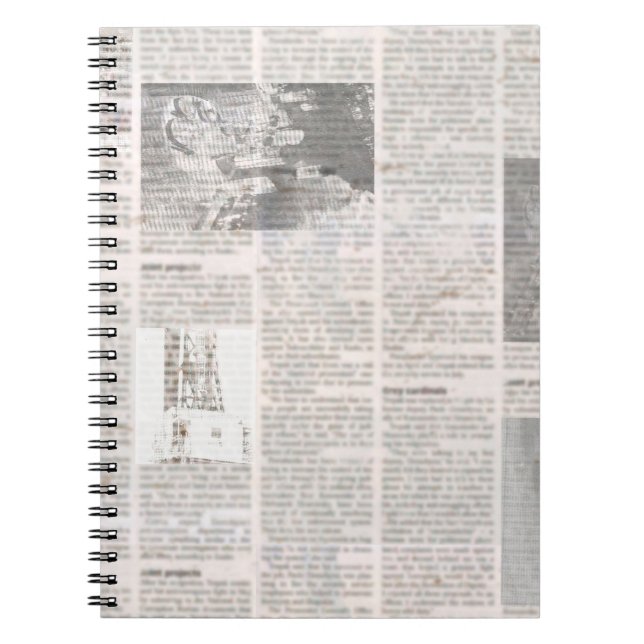 Newspaper with old unreadable text. Vintage grunge Notebook (Front)