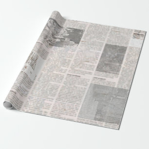Newspaper with old unreadable text. Vintage grunge Wrapping Paper