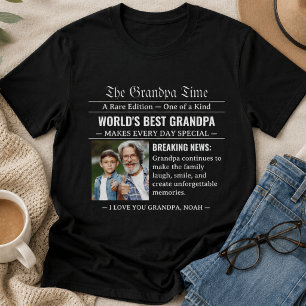 Newspaper World's Best Grandpa Photo Cool T-Shirt