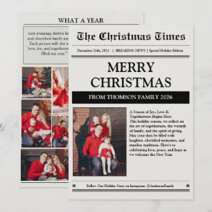 Newspaper Year in Review Family Photo Christmas Holiday Card