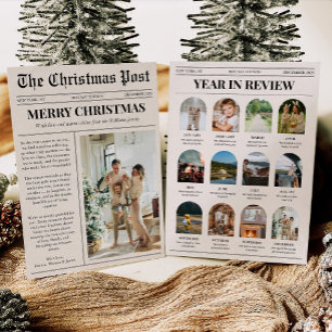 Newspaper Year in Review Family Photo Christmas Holiday Card