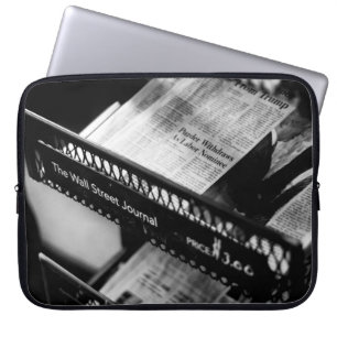 NEWSPAPERS ON THE WALL STREET JOURNAL RACK LAPTOP SLEEVE