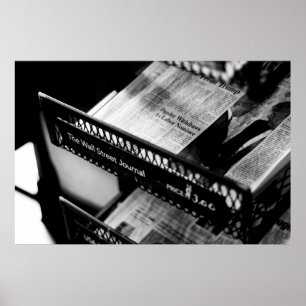 NEWSPAPERS ON THE WALL STREET JOURNAL RACK POSTER