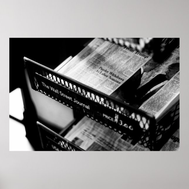 NEWSPAPERS ON THE WALL STREET JOURNAL RACK POSTER (Front)