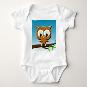 Newsprint Cartoon Owl Baby Bodysuit