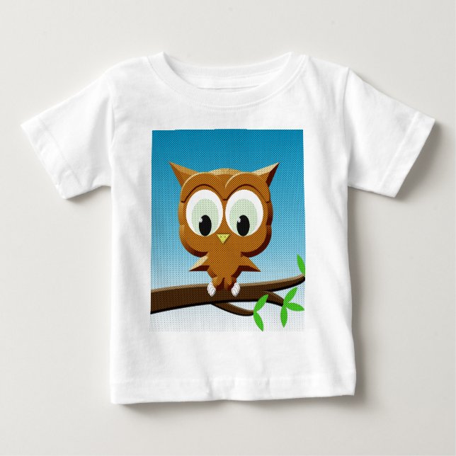 Newsprint Cartoon Owl Baby T-Shirt (Front)