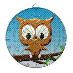 Newsprint Cartoon Owl Dartboard