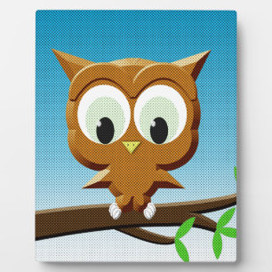 Newsprint Cartoon Owl Plaque
