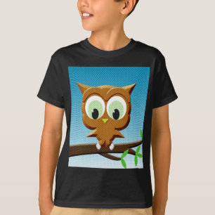 Newsprint Cartoon Owl T-Shirt