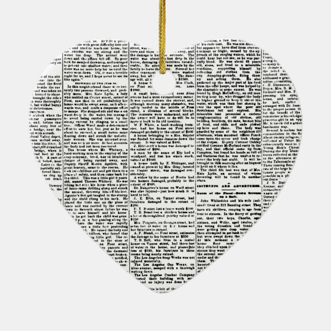 Newsprint Ceramic Tree Decoration (Back)