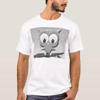 Newsprint Owl In Black And White