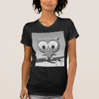Newsprint Owl In Black And White
