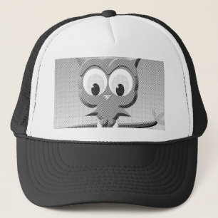 Newsprint Owl In Black And White Trucker Hat
