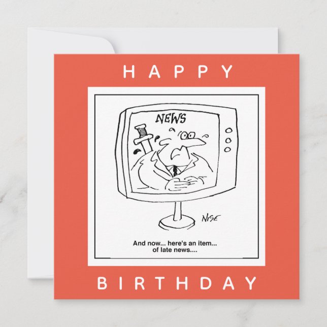 Newsreader Late News on TV Cartoon Card (Front)