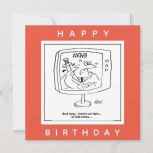 Newsreader Late News on TV Cartoon Card