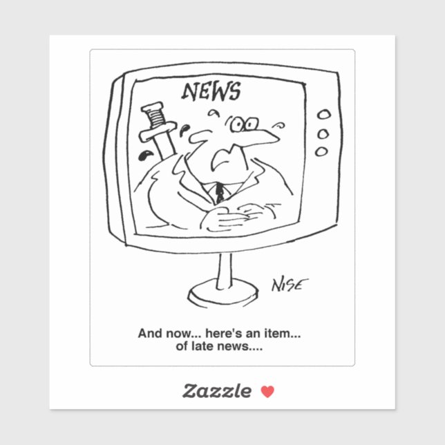 Newsreader with Late News on Television. Funny (Sheet)