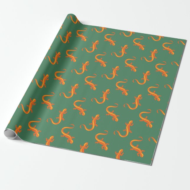 Newt Brigade Wrapping Paper - green  (Unrolled)