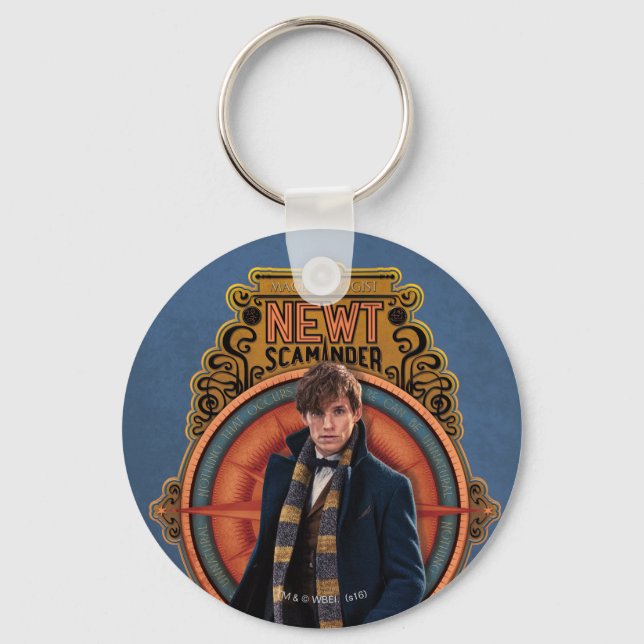 NEWT SCAMANDER™ Walking Art Nouveau Panel Key Ring (Front)