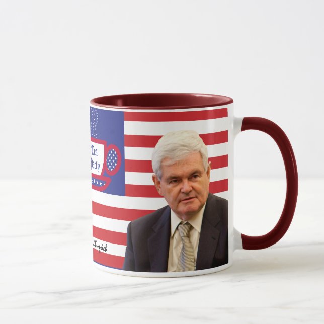 Newt & Tea Party - Red, White, & Blue Mug (Right)