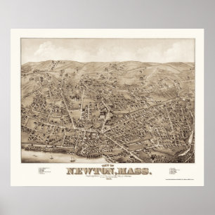 Newton, MA Panoramic Map - 1878 Poster