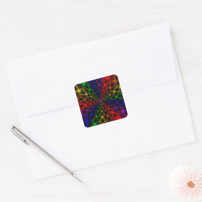 Newton Rainbow | Rainbow Fractal Art Square Sticker (Envelope)