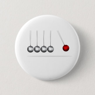 newtons cradle silver balls concept 6 cm round badge