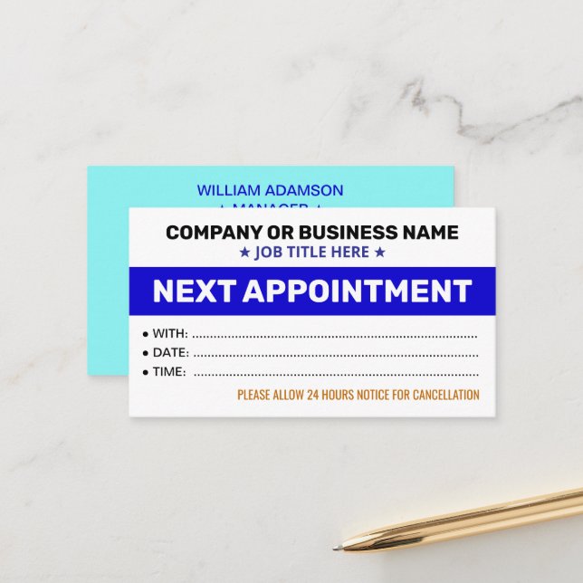 Next Appointment Cards (Professional Reminders) (Front/Back In Situ)