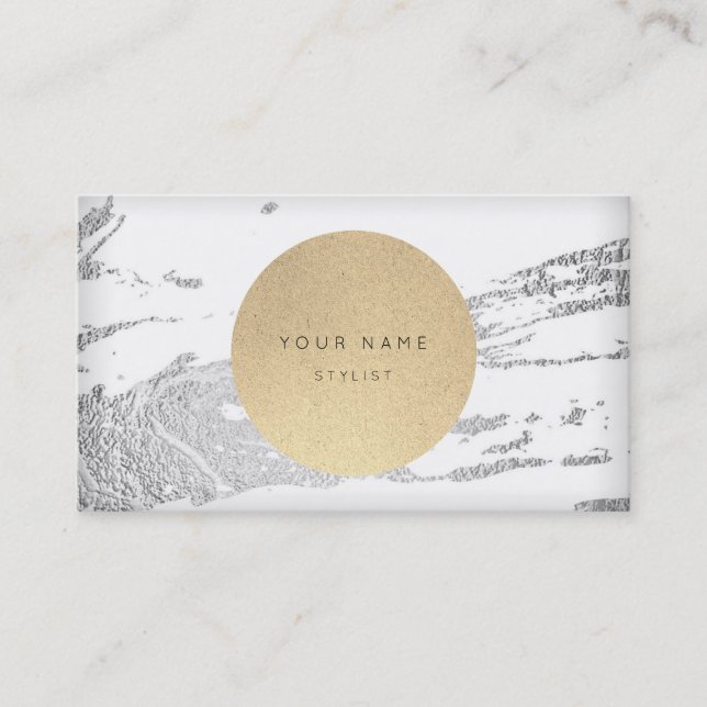 Next Appointment Circle Kraft Silver Grey Marble Card (Front)