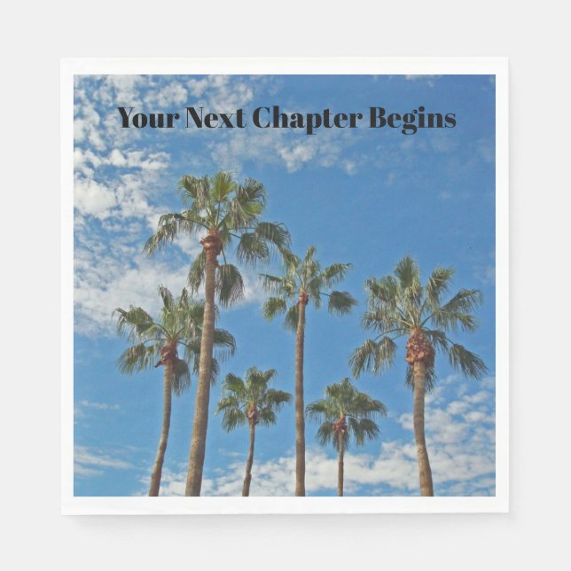 Next Chapter Begins Tropical Palm Tree Retirement Napkin (Front)