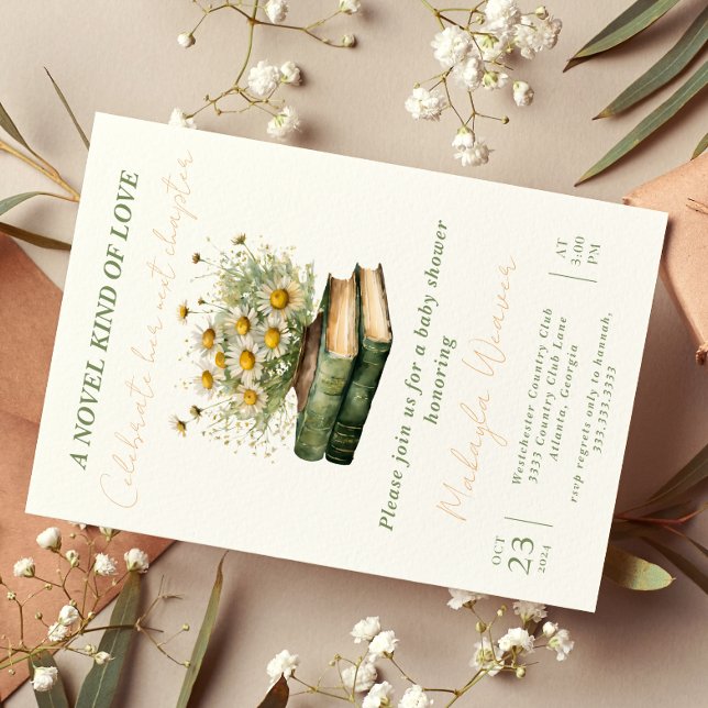 Next Chapter Boho Book Lover Floral baby shower Invitation (Creator Uploaded)